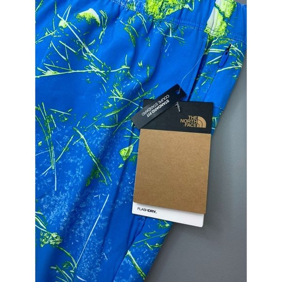 The North Face men's medium blue patterned wander shorts performance lightweight - Picture 3 of 6
